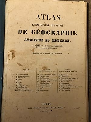 Imagen del vendedor de Atlas lmentaire simplifi de geographie ancienne et moderne (.). a la venta por Libreria Oreste Gozzini snc