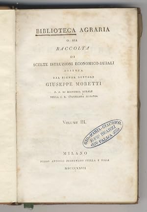 Bild des Verkufers fr Elementi di agricoltura teorico-pratica [.]. zum Verkauf von Libreria Oreste Gozzini snc
