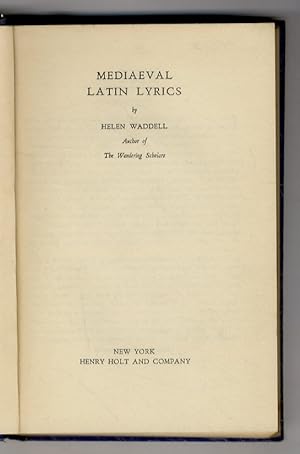 Mediaeval Latin Lyrics.