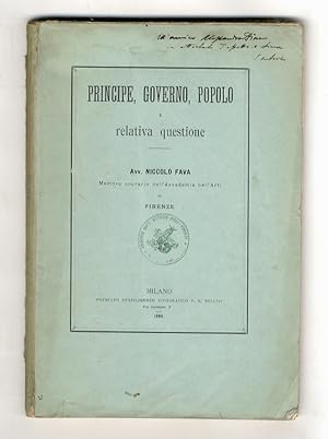 Seller image for Principe, Governo, Popolo e relativa questione. for sale by Libreria Oreste Gozzini snc