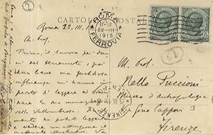 Cartolina postale, viaggiata, manoscritta autografa su una facciata, datata Roma 22 marzo 1915, i...