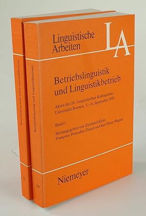 Bild des Verkufers fr Betriebslinguistik und Linguistikbetrieb Bnde 1+2. zum Verkauf von Antiquariat Dorner