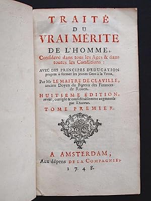 Bild des Verkufers fr Trait du vrai mrite de l'homme zum Verkauf von Librairie Le Feu Follet