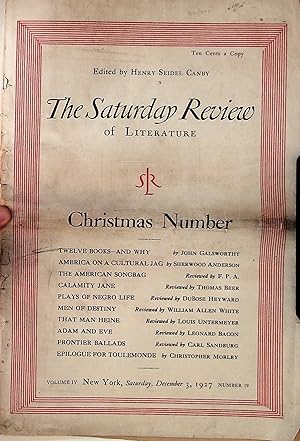 Bild des Verkufers fr The Saturday Review of Literature: Christmas Number, December 3, 1927 zum Verkauf von The Kelmscott Bookshop, ABAA