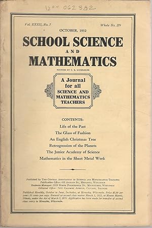 Immagine del venditore per School Science and Mathematics: A Journal for All Sciene and Mathematics Teahers: Volume XXXII, No.7: October, 1932 venduto da Dorley House Books, Inc.