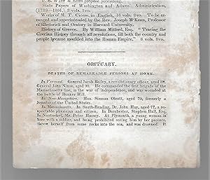 Image du vendeur pour Obituary Notice, from The North American Review, May, 1815 mis en vente par Legacy Books II