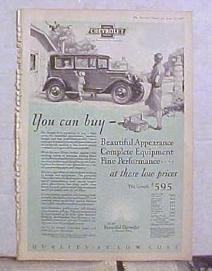 Immagine del venditore per You Can Buy The Coach, Chevrolet Motor Company, Detroit, Michigan, Full Page Ad venduto da Legacy Books II