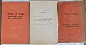 Imagen del vendedor de Lot de 3 Plaquettes : Le Domaine du Folklore et les grandes divisions d'une enqute globale + Mthodologie du Folklore + Evolution et Survivance  la Lumire de l'Histoire a la venta por MAGICBOOKS