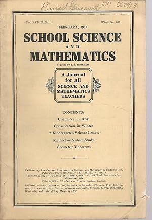 Immagine del venditore per School Science and Mathematics: A Journal for All Sciene and Mathematics Teahers: Volume XXXIII, No.2: February, 1933 venduto da Dorley House Books, Inc.