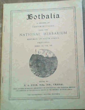 Seller image for Bothalia : A Record of Contributions from the National Herbarium Union of South Africa, Index to Volume 7 for sale by Chapter 1