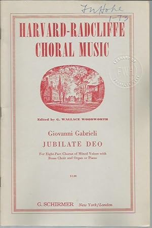 Seller image for Jubilate Deo, for Eight-Part Chorus of Mixed Voices with Brass Choir and Organ and Piano (Harvard-Radcliffe Choral Music) for sale by Bookfeathers, LLC