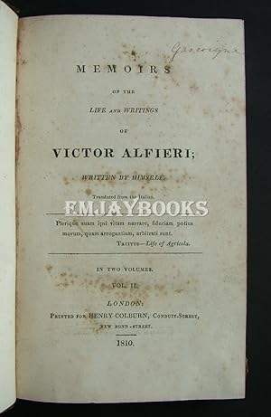 Memoirs of the Life and Writings of Victor Alfieri. Vol: 2 ONLY.