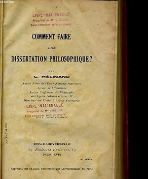 Seller image for COMMENT FAIRE UNE DISSERTATION PHILOSOPHIQUE? for sale by Le-Livre