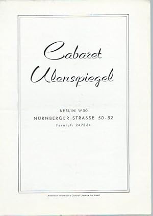 Programmheft zu 'Bitte wählen'. Cabaret-Abend mit Werner Finck, Günter Neumann, Werner Oehlschläg...