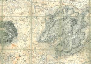 Karte der Langkofel- und Sellagruppe. Maßstab 1 : 25 000.