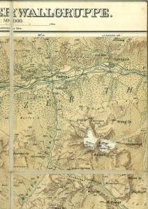 Bild des Verkufers fr Karte der Ferwallgruppe. Mastab 1 : 50 000. Nach den Aufnahmen des K.K. str. militargeograph. Instituts u. des eidg. topograph. Bureau erarbeitet von Prof. Becker. zum Verkauf von Antiquariat Weinek