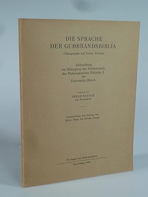 Bild des Verkufers fr Die Sprache der Gudbrandsbiblia (Gubrandsbblia). zum Verkauf von Antiquariat Dorner