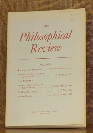 Seller image for THE PHILOSOPHICAL REVIEW - JULY 1978 - VOL. LXXXVII, NO. 3 for sale by Andre Strong Bookseller