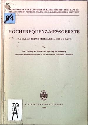 Imagen del vendedor de Hochfrequenz-Messgerte: Tabellen industrieller Messgerte. Monographien der Elektrischen Nachrichtentechnik - Band IIIb. a la venta por books4less (Versandantiquariat Petra Gros GmbH & Co. KG)