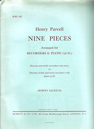 Nine Pieces arranged for Recorders & Piano (ad lib.), descant and treble recorders and piano or d...