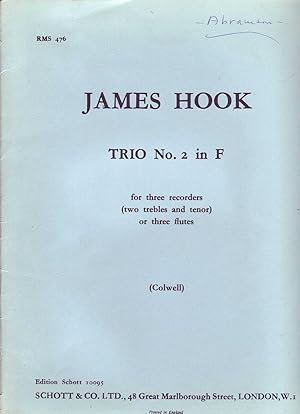 Bild des Verkufers fr TRIO NO. 2 IN F For Thee Recorders (Two Trebles and Tenor) or Three Flutes zum Verkauf von Books Do Furnish A Room