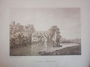 A single original sepia aquatint Illustrating a View of Strensham, Worcestershire. Published for ...