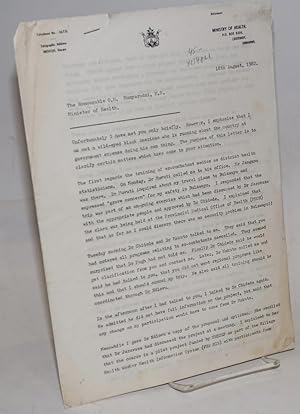 Immagine del venditore per Letter from Mack C. McCoy to the Honourable O. M. Munyaradzi, Minister of Health, Zimbabwe venduto da Bolerium Books Inc.