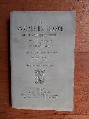 Image du vendeur pour LES ANGLAIS EN FRANCE APRS LA PAIX D'AMIENS. Impressions de voyage. tude, traduction et notes par Albert Babeau. Ouvrage accompagn de gravures. mis en vente par Librairie Sainte-Marie