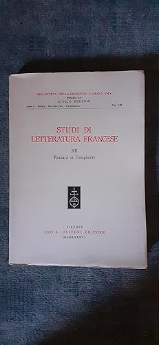 Seller image for STUDI DI LETTERATURA FRANCESE. XII. RONSARD ET L IMAGINAIRE. tudes runies par Michel Dassonville et prsentes par Robert Aulotte. for sale by Librairie Sainte-Marie