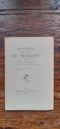 Seller image for DESCENTE DE L AME DE MOLIRE DANS LES CHAMPS-LYSES. Publie avec notice et notes par Georges Monval. for sale by Librairie Sainte-Marie