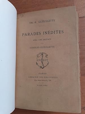 Image du vendeur pour PARADES INDITES. Avec une preface par Ch. Gueullette. mis en vente par Librairie Sainte-Marie