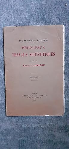 Seller image for NOMENCLATURE DES PRINCIPAUX TRAVAUX SCIENTIFIQUES PUBLIS PAR AUGUSTE LUMIRE. 1887-1931. for sale by Librairie Sainte-Marie
