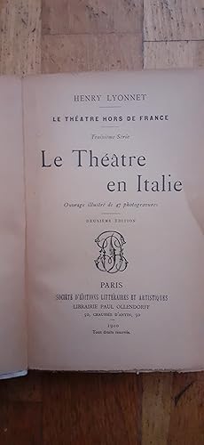 Seller image for LE THATRE EN ITALIE. for sale by Librairie Sainte-Marie