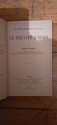 Seller image for LA PHILOSOPHIE DANS LE THATRE D'IBSEN. for sale by Librairie Sainte-Marie