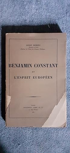 Seller image for BENJAMIN CONSTANT ET L'ESPRIT EUROPEN. for sale by Librairie Sainte-Marie