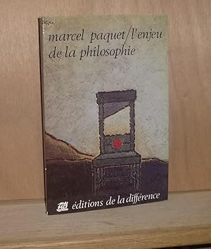 Seller image for L'enjeu de la philosophie, Collection diffrenciation, ditions de la diffrence, 1976. for sale by Mesnard - Comptoir du Livre Ancien