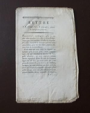 Lettre A M. L'évêque d'A. & compagnie, auteurs de l'adresse aux provinces, sans lieu, sans date.