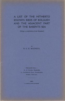 A List of the Hitherto Known Birds of Kolguev and the Adjacent Part of the Barents Sea (being a c...