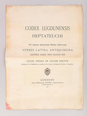 Bild des Verkufers fr Codex Lugdunensis Heptateuchi [ Prospectus pour l'dition Vitte de 1901 ] Vel septem primorum Bibliae Librorum, Versio Latina Antiquissima zum Verkauf von Librairie du Cardinal