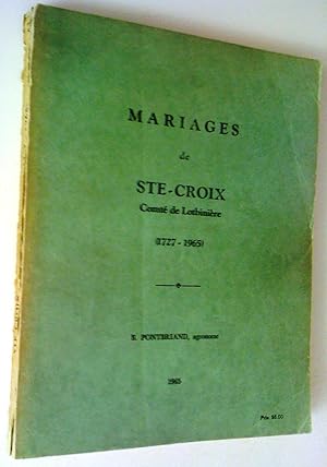 Mariages de Ste-Croix, comté de Lotbinière (1727-1965)