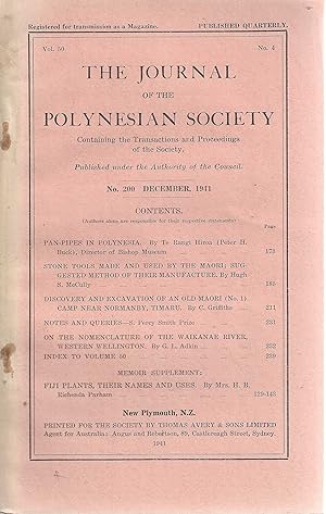 Imagen del vendedor de The Journal of the Polynesian Society. Vol. 50. No. 200. December 1941 a la venta por Tinakori Books