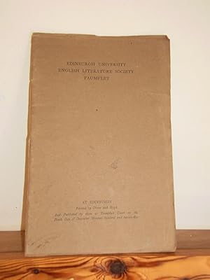 Edinburgh University English Literature Society Paumflet (10th December 1925)