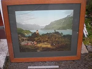 Very Large Original Hand Coloured Photograph of "Lac De Brienz", Oberland Bernuis C.1890