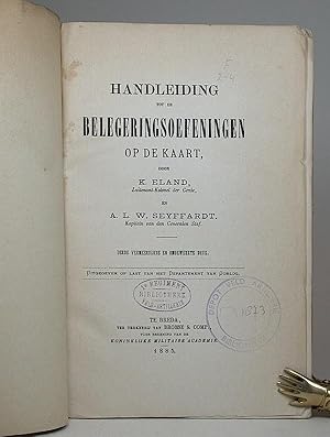 Bild des Verkufers fr Handleiding tot de belegeringsoefeningen op de kaart. zum Verkauf von Librarium of The Hague