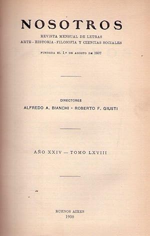 NOSOTROS - Nos. 251 a 253, Tomo LXVIII, Año XXIV, abril - junio 1930