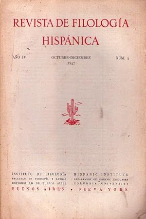 REVISTA DE FILOLOGIA HISPANICA - No. 4 - Año IV, octubre diciembre de 1942