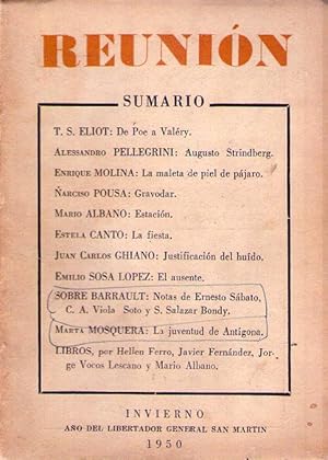 Image du vendeur pour REUNION - No. 6 - Ao II, invierno 1950 mis en vente par Buenos Aires Libros