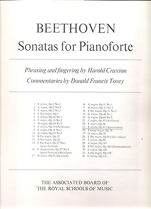 Bild des Verkufers fr Sonata No 23 in F Minor Op 57 (Appassionata) for Pianoforte zum Verkauf von Snow Crane Media