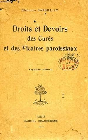 Seller image for DROITS ET DEVOIRS DES CURES ET DES VICAIRES PAROISSIAUX for sale by Le-Livre