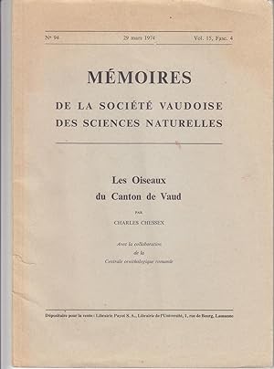 Mémoires de la société vaudoise des sciences naturelles: Les oiseaux du canton de Vaud